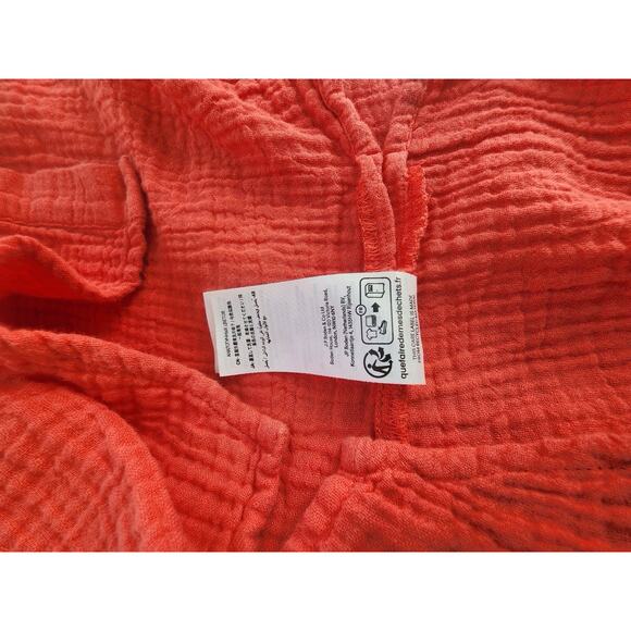 Mini Boden Shirt Youth 8-9Y Pink Cotton Gauze Long Sleeve Henley Crinkle Pocket - Picture 9 of 10